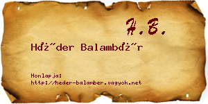 Héder Balambér névjegykártya